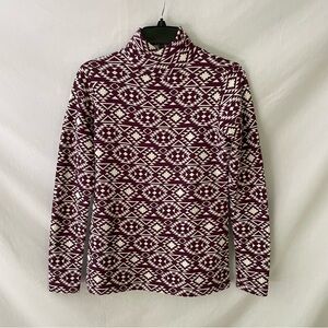 Duluth Trading Co Women’s Maroon and White Turtleneck Sweater Size XS